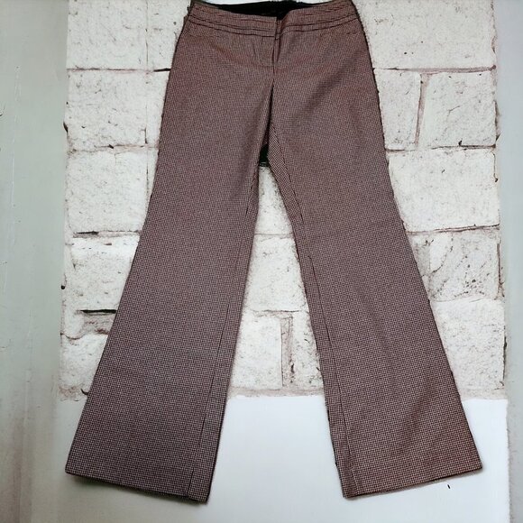 The Limited Brown & Red Houndstooth Wide Leg Trousers NWT Size 4 - Picture 1 of 9